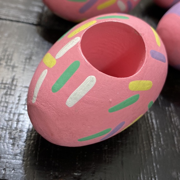 Set Of 6 Vintage Wooden Easter Egg Napkin Holders! - Picture 3 of 4